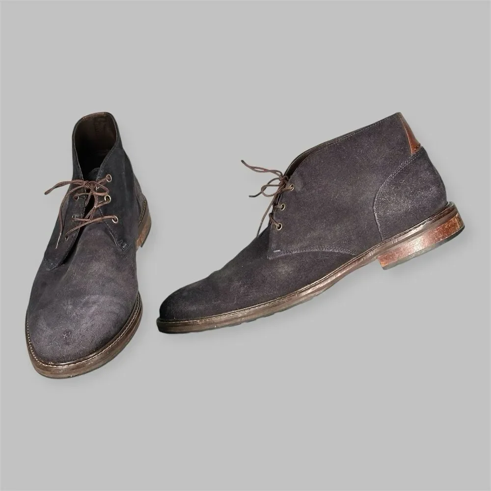 Johnston & Murphy Mens Chukka Boots Size 10M Blue Suede Lace Up J Murphy